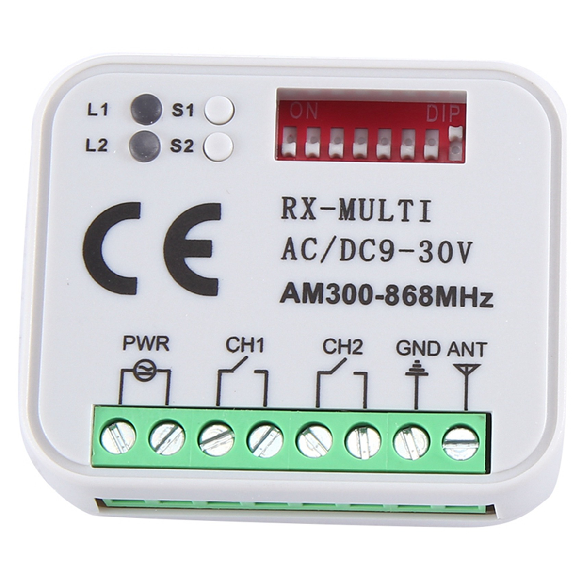 Universal RX Multi Frequency 300-868MHz Receiver 2CH 12V 24V Relay Module Garage Door Remote Control 433.92MHz 868MHzJAS