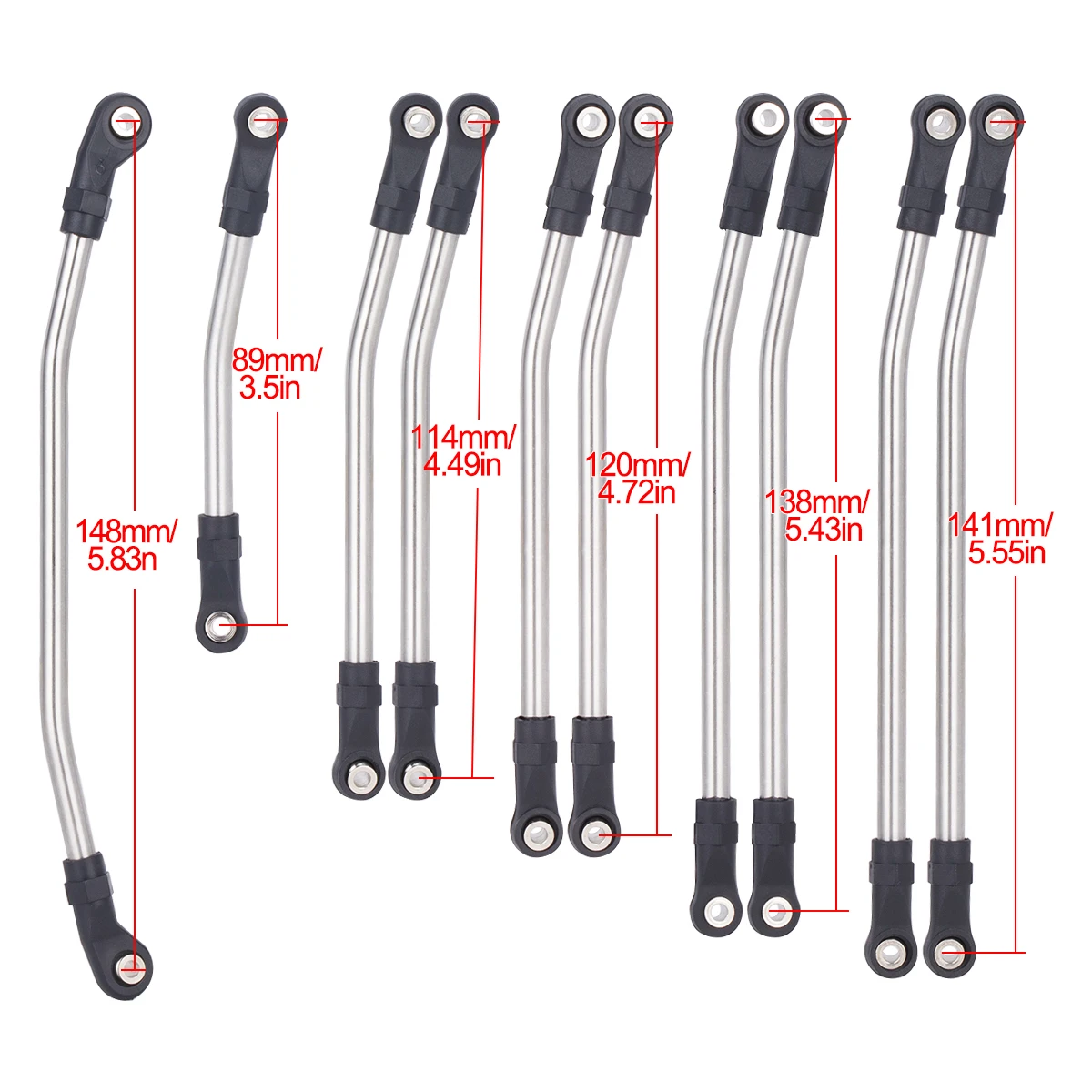 313/324mm Metalen RC Links Bovenste Onderste Linkage Chassis Link Set met Plastic Stangkoppen voor 1/10 AXIALE SCX10 II 90046 RC Crawler Auto: WHITE