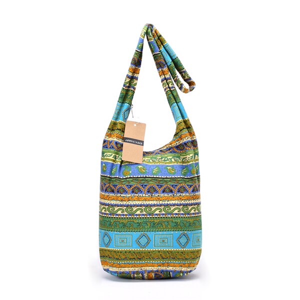 Annmouler Grote Capaciteit Vrouwen Tas Zachte Katoenen Schoudertas Vintage Tribal Hobo Bag Groen Sling Borst Bag Voor Dames: Green