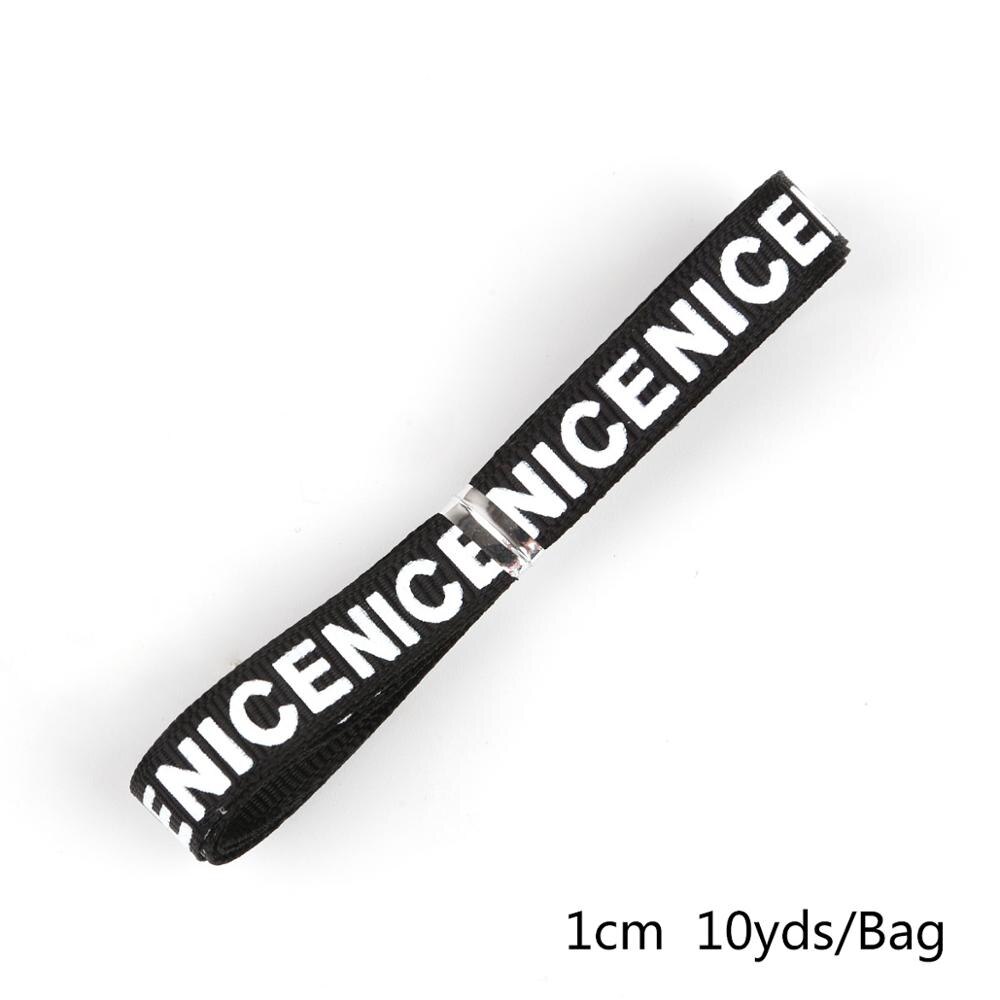 Offre spéciale 10 Yards largeur 10mm "Nice" imprimé ruban gros-grain solide couleur lettres impression ruban pour bricolage emballage artisanat de mariage: Black