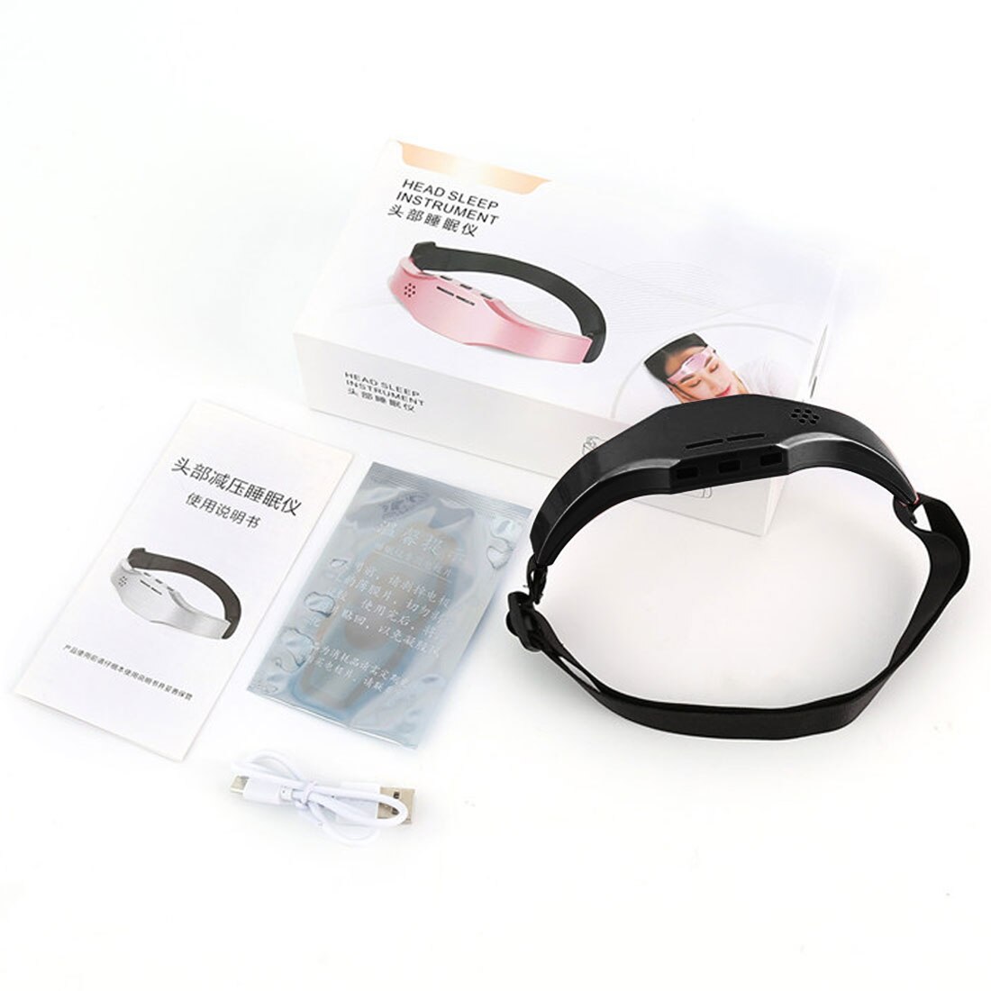 Elektrische Head Massager Slaap Monitor Migraine Relief Massager Therapie Release Stress Slaap Therapie Oplaadbare Apparaat: Black with box