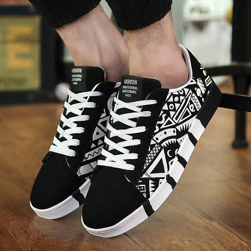 Boardschoenen heren graffiti flats zomer sneakers canvas herenschoenen regenboog man veterschoenen lage heren casual schoen  c63