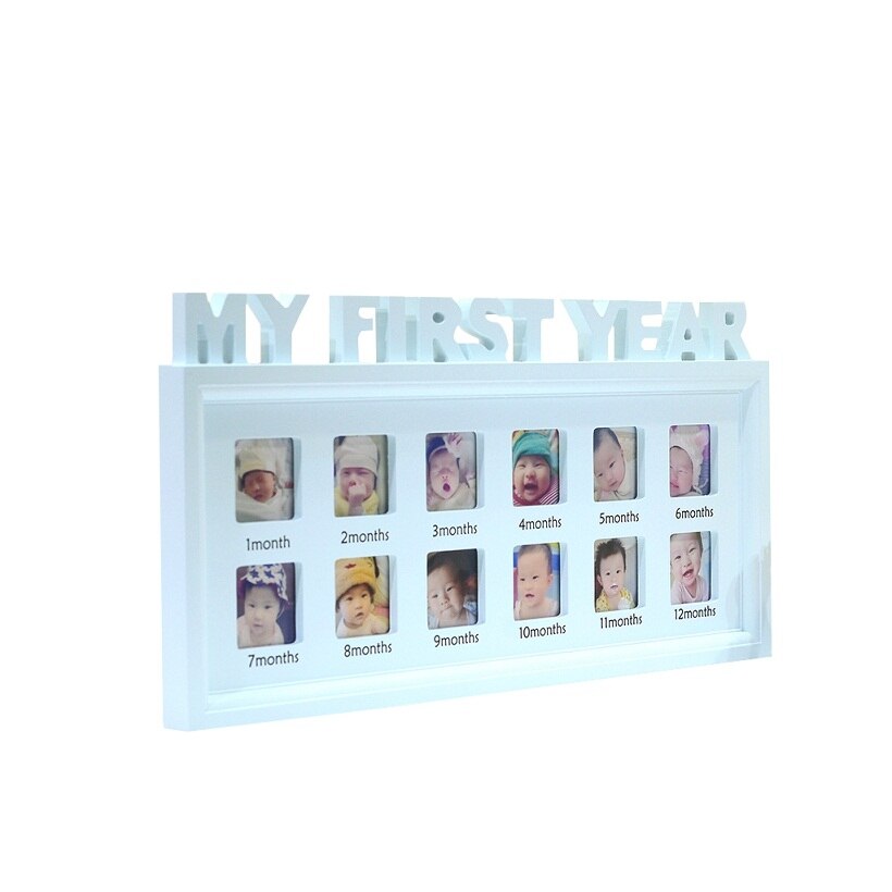 Diy 0-12 måneders baby "mit første år" billeder viser plastik fotoramme souvenirs til minde om børnens voksende hukommelse