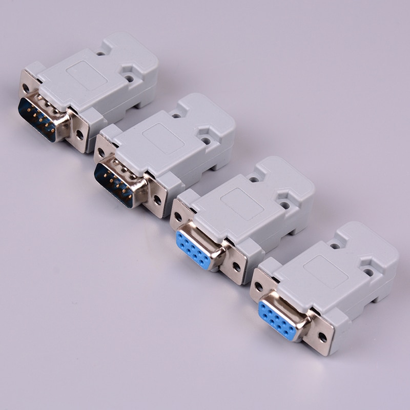 2 Set RS232 Seriële Poort Connector DB9 Vrouwelijke Mannelijke Socket Plug Connector 9 Pin Koperen RS232 Com Adapter Met Plastic case