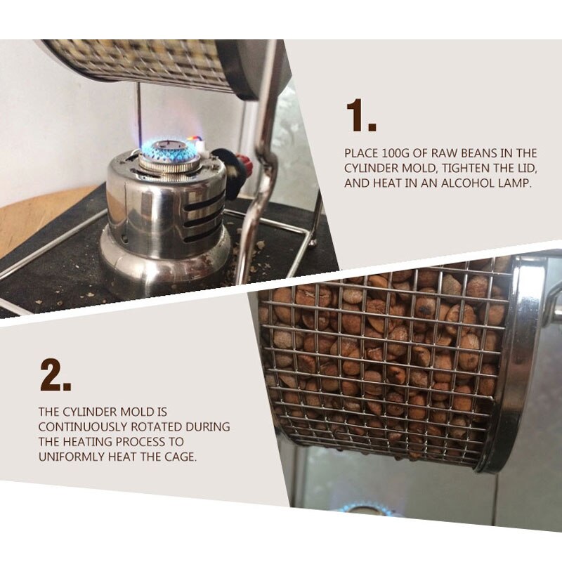 Household Coffee Grinder Bean Grinding Machine Manual Coffee Bean Roasting Machine Small Stainless Steel Roller HB01
