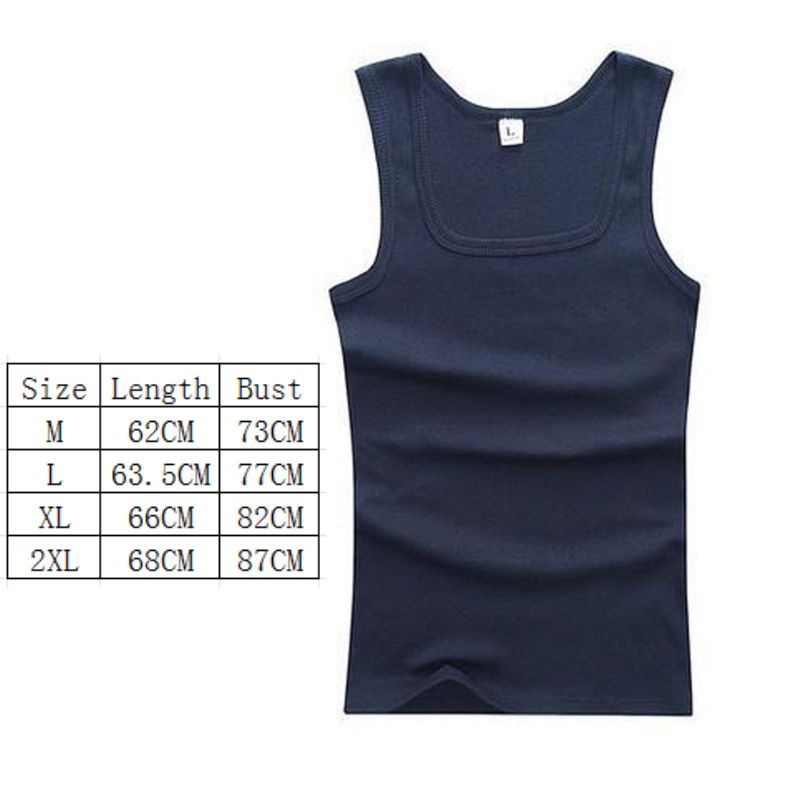 100% Cotton Mens Oversized T-shirt Sleeveless Tank Top Solid Color Fitness Men Muscle Vests Bodybuilding T Shirt For Men Tees: L / Navy Blue