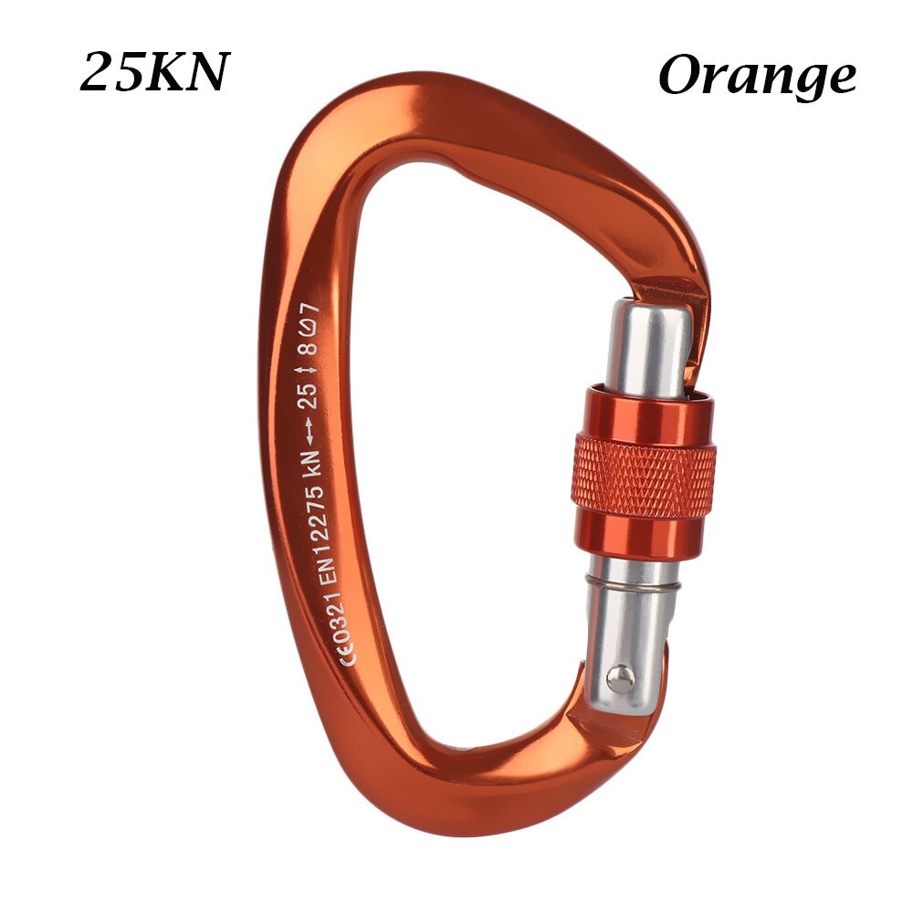 Mosquetón de , ganchos para llaves de escalada, forma de D, cerradura maestra de seguridad de aluminio, herramienta para escalar al aire libre, 12/25KN: Negro