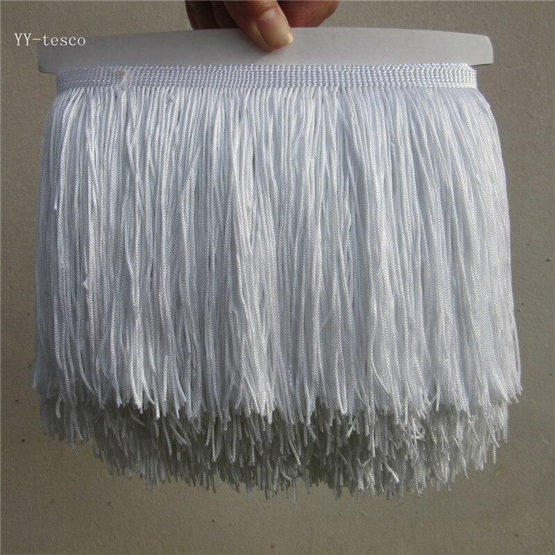 1Yard 15cm Wide Pink Lace Fringe Trim Tassel Fringe Trimming For Latin Dress Stage Clothes Accessories Lace Ribbon Tassel: white