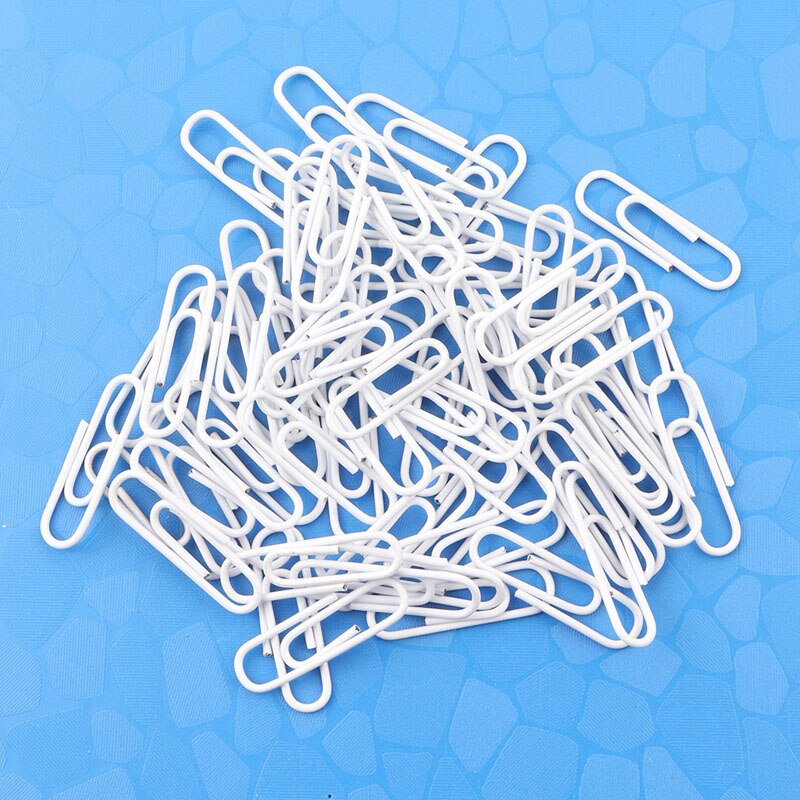 Trombone couleur argent 28MM, 50 pièces, trombone , trombone peint colle: WHITE