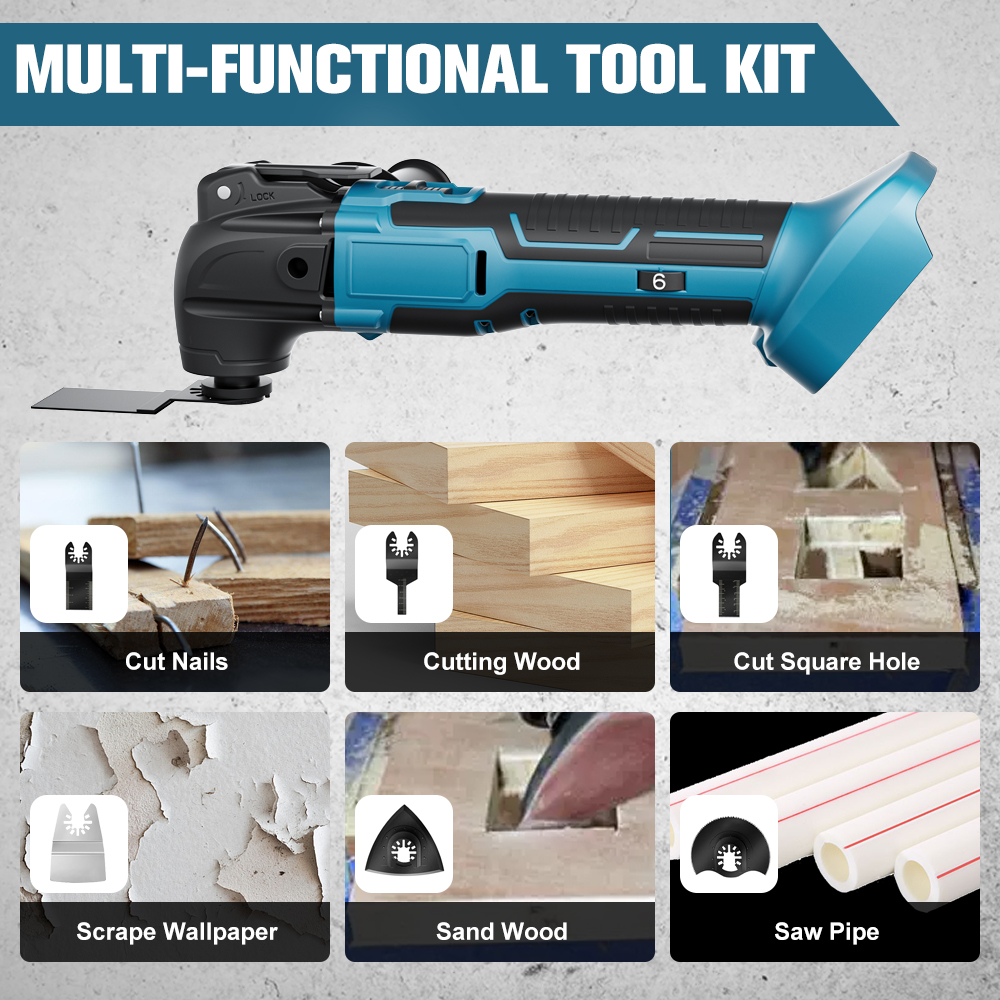Makita 18V Oscillerande Multiverktyg för Kapning, Skrapning, Slipning - Batteridrivet Verktyg för Hemmabruk