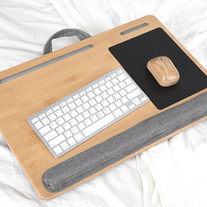 Bamboe Knie Tafel, Dual-Purpose Grote Laptop Tafel, geschikt Voor 17 Inch (Ongeveer 43.2 Cm), Laptop Lade