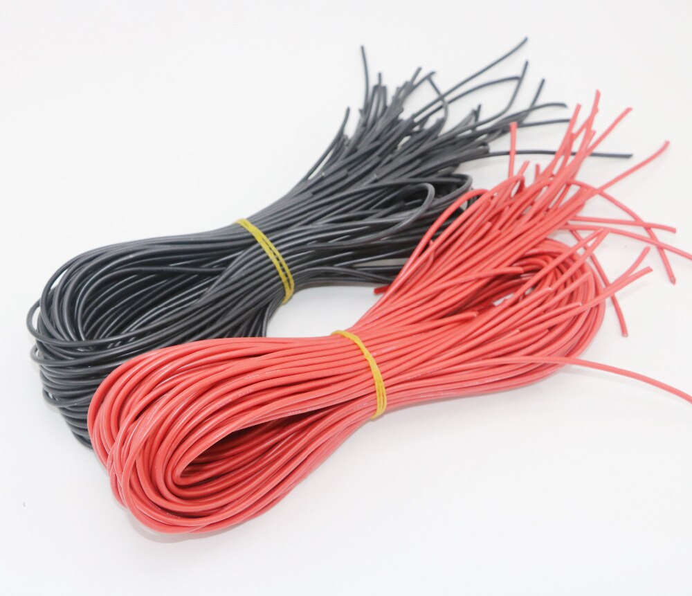 10 Meter/partij Draad Siliconen 10 12 14 16 18 20 22 24 26 Awg 5M Rood En 5M Zwarte Kleur Voor Esc Motor Batterij