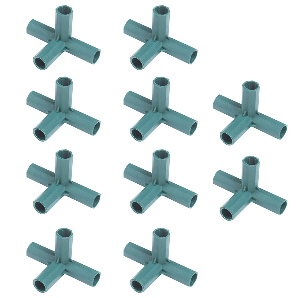 10PCS Greenhouse Frame Connectors Canes Connectors Pillar Plant Stakes Gardening Framework Building Awning Pipe Pole Garden Tool: Right angle 4-way