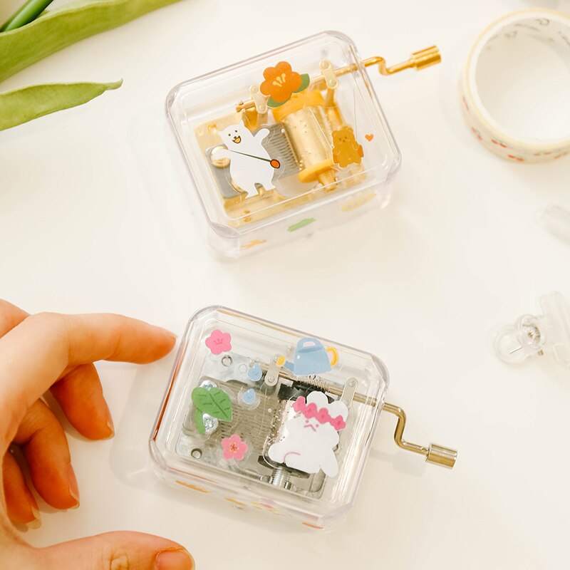 Birthday Transparent Music Boxes Hand-cranked Clockwork Music Box Mini Retro Clockwork Music Box