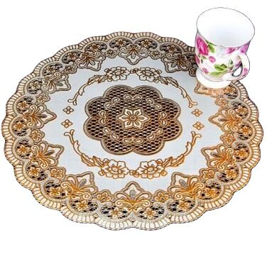 Set de table moderne en dentelle PVC, en plastique doré, set de table, tasse en tissu, pour les mariages, les repas, le thé, le café, sous-plat, set de table, napperon, set de cuisine