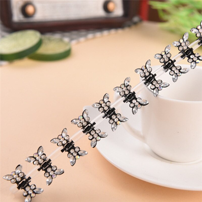 Conjunto de 12 pinzas pequeñas para el pelo con forma de mariposa para mujer, pinzas de Metal para el pelo con diamantes de imitación, para cangrejo, accesorios para el cabello