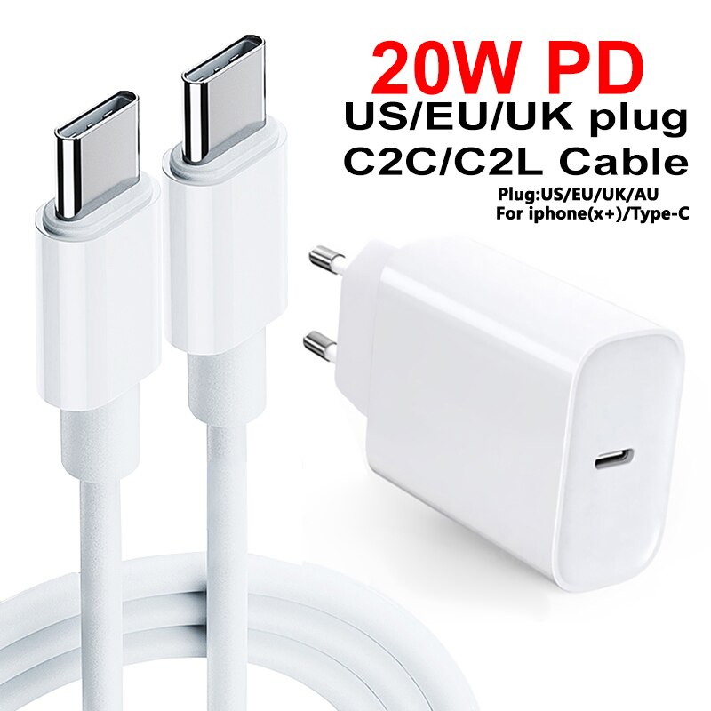 PD 20W USB-C Chargeur Adaptateur secteur US EU Prise QC4.0 20W Téléphone Intelligent Chargeur Rapide pour iPad Pro Air iPhone 12 mini 11 Pro Max Xs X