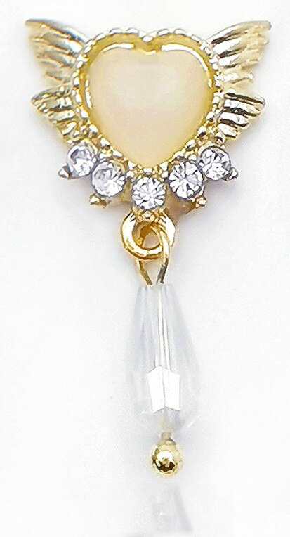 10pcs-Heart Jewelry Nail Dangle Charms Angel With Pearls+Rhinestones Decors For Acrylic Nails 18 Manicure Decorations #F2: JE0750
