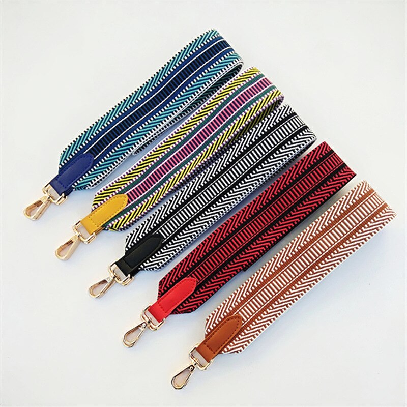 Colorido cinto de couro feminino saco acessórios arco-íris tecido ajustável alça para bolsa alça de ombro de náilon alças w211