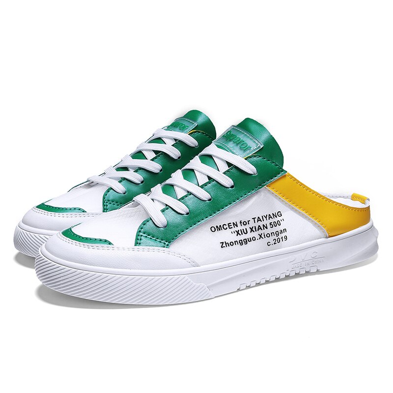 eté demi pantoufles chaussures pour hommes chaussures décontractées coréennes en Une étape chaussures marée chaussures paresseux chaussures: yellow-green / 39