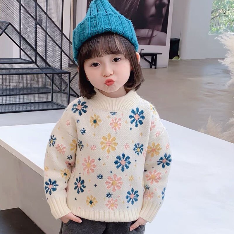 Abbigliamento per bambini ragazza spessa abiti invernali Warm top Fashion princess maglione camicia abiti per bambini abiti per bambini: WHITE / 130(5-6T)