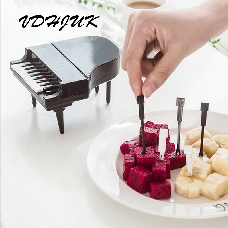 10 Stks/set Piano Modellering Fruit Vork Decoratie Keuken Dessert Vorken Petiscos Acessorios Decoratieve Tand Servies Fourchette