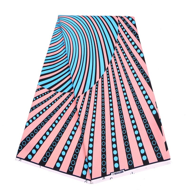 Prachtige Roze En Hemelsblauw Pretty Patroon Afrikaanse Echte Wax Polyester Stof 6 Yards