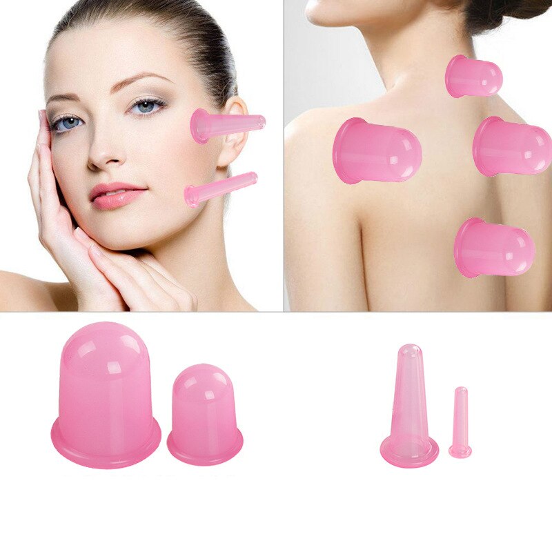 5 stk/sett silikon anti cellulitt kopp vakuum massasje kopper smertelindring kropp massasje rulle manuell sugekopp kopping terapi sett