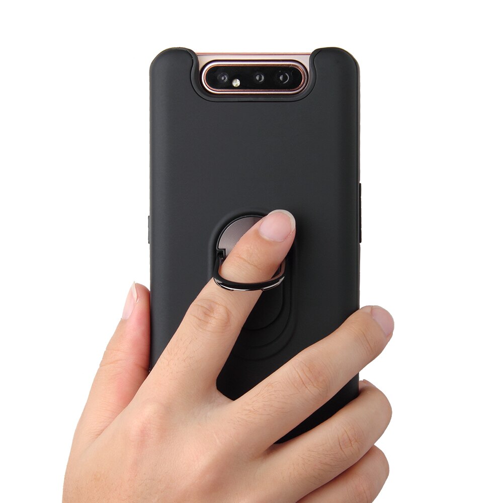 Luksusowe, odporne na wstrząsy etui na telefony do Samsung Galaxy A80 A90 5G przypadku palec pierścień powłoki tylna pokrywa magnes samochodowy wylot powietrza uchwyt Coque
