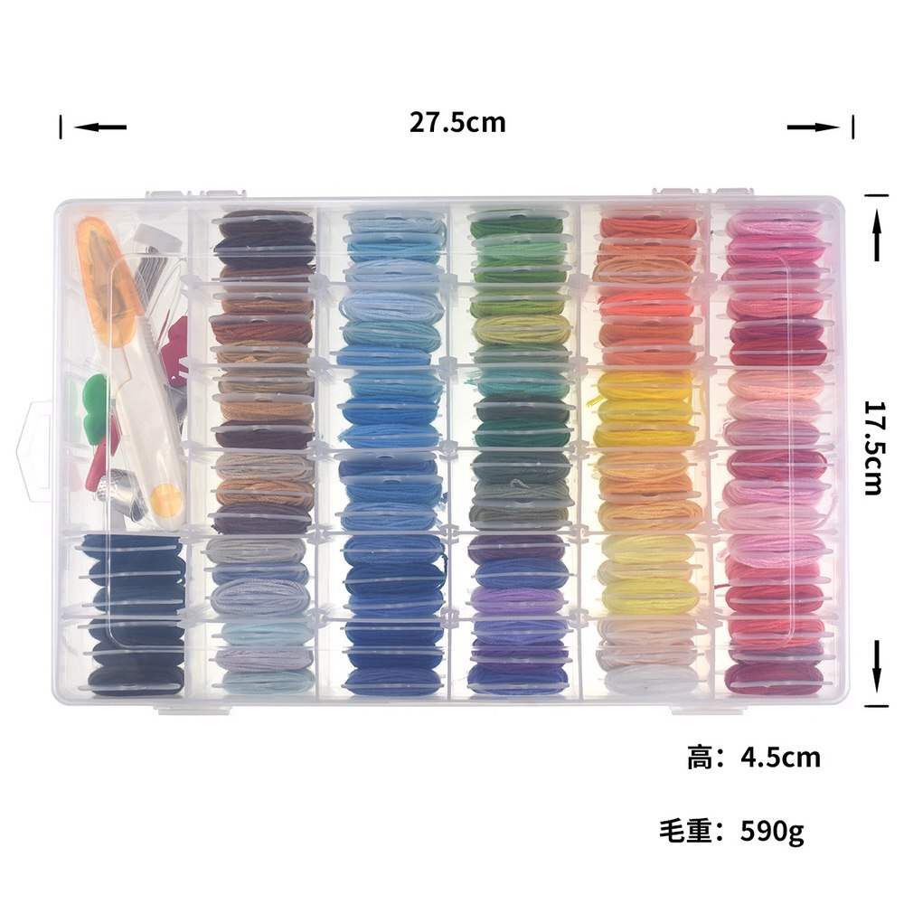 96Pcs Borduurgaren Cross Stitch Thread Kit Met Threader Klossen Naalden Opbergdoos Borduren Starter Naaien Gereedschap