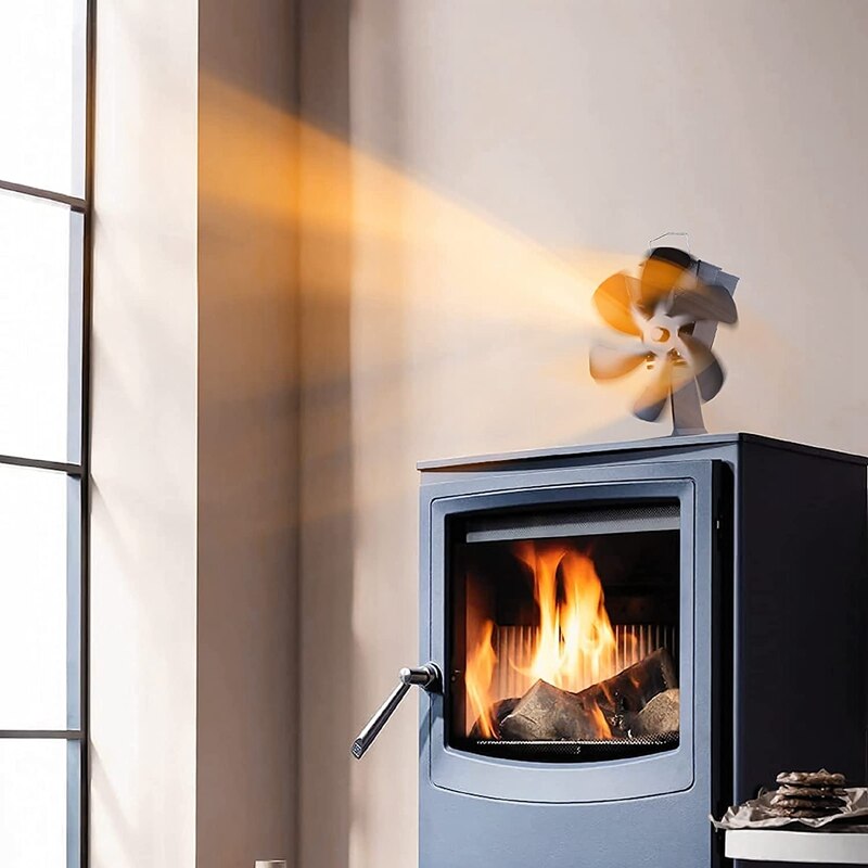 Wentylator robić pieca na drewno, 6 ostrzy wentylator zasilany ciepłem z termometrem, wentylatory piecowe nieelektryczne robić palnika/cichego silnika