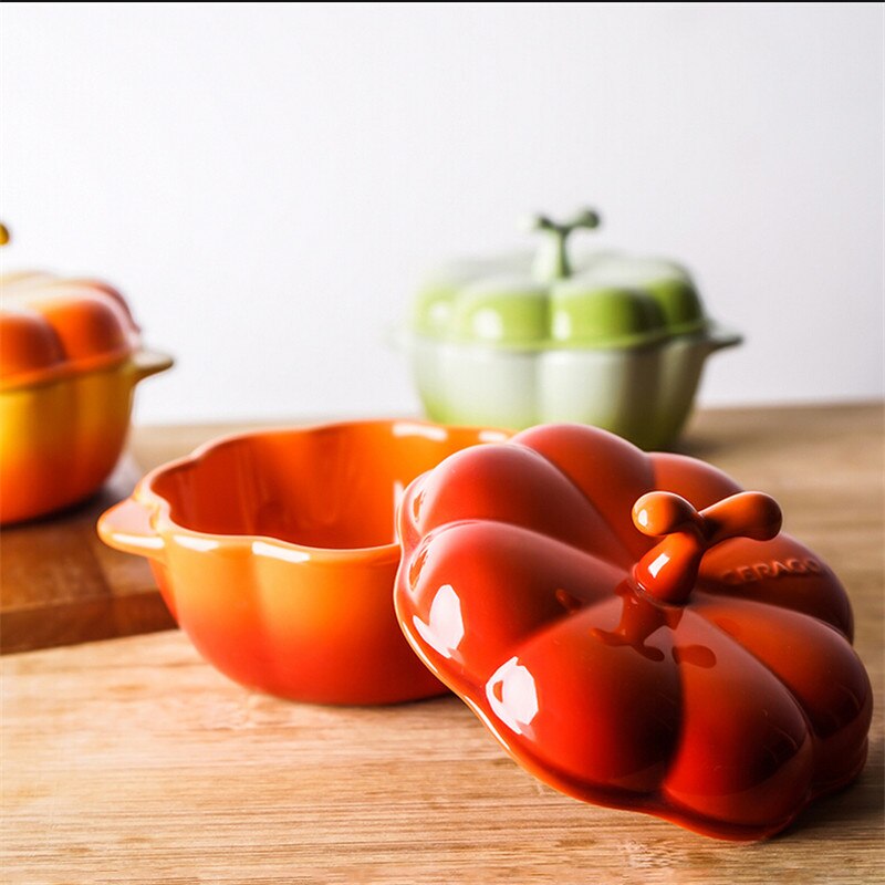 Ceramics 5 Inch Pumpkin Soup Pot / Fruit Pan / Non-stick Milk Pan Cooker Baking Pot