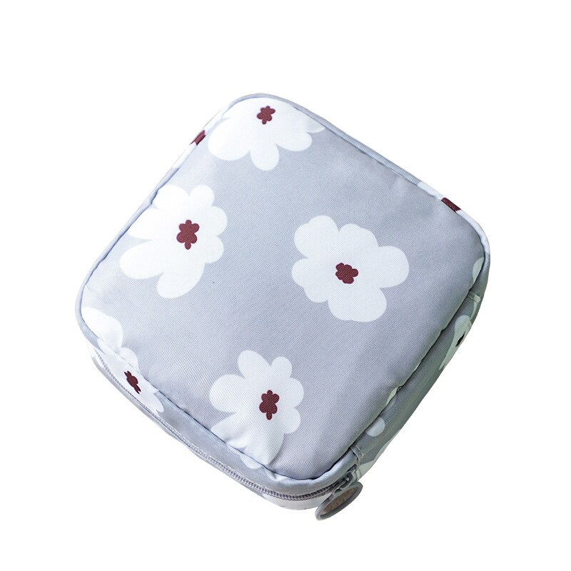 Portatile di grande capacità borsa da viaggio sacchetto di immagazzinaggio del tovagliolo sanitario di stoccaggio cosmetici di trucco del sacchetto dei monili sacchetto di immagazzinaggio del sacchetto rossetto borsa: C Gray flowers