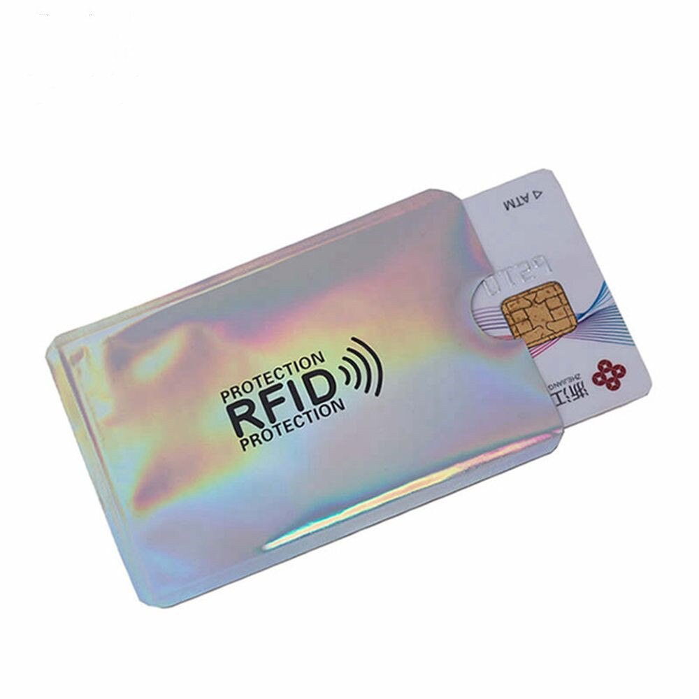 5 uds. Lector de bloqueo de cartera de aluminio anti RFID NFC Lock tarjetero para tarjetas bancarias Id Bank Card Case Protection Metal titular de la tarjeta de crédito: Plata