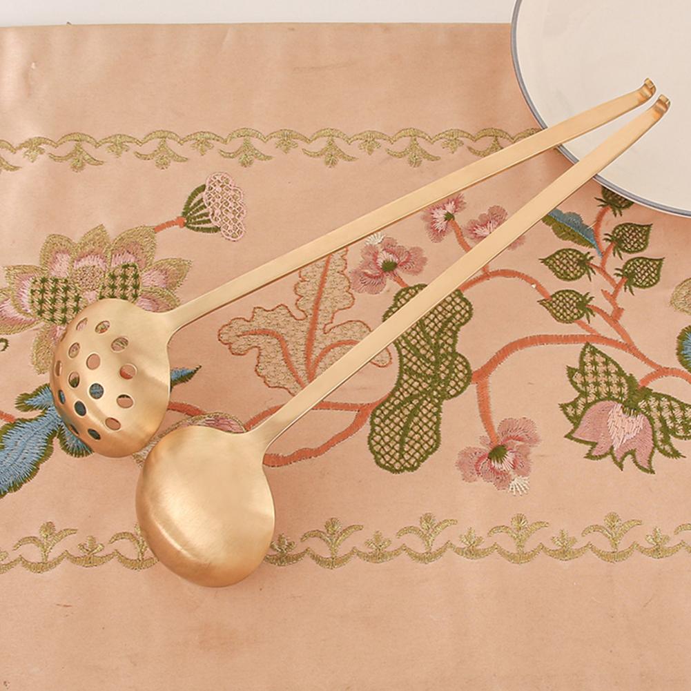 Slotted Spoon Durable Ergonomic Handle Soup Slotted Spoon Copper Strainer Ladle