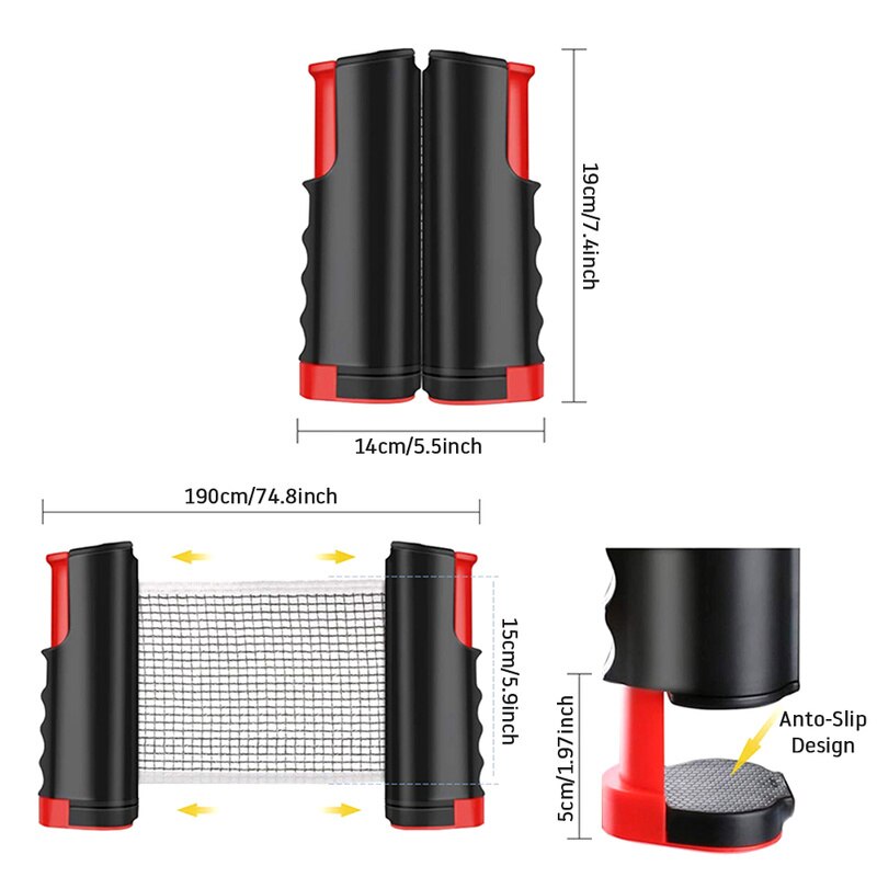 Retractable Table Tennis Net Portable Ping Pong Post Net Rack Family Entertainment Workout Fitness Tennis Equipment
