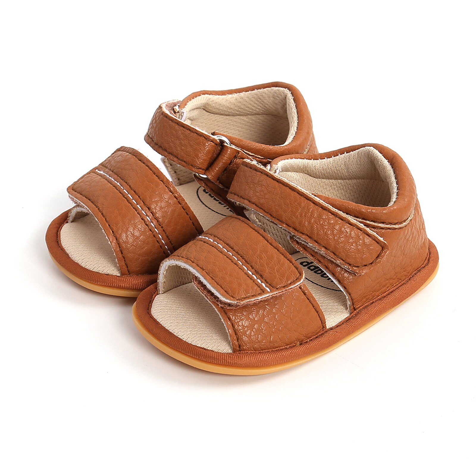 Baby Jongens Meisjes Sandalen Zachte Non-Slip Rubberen Zool Prewalker Platte Wandelschoenen: Brown  / 0-6 months