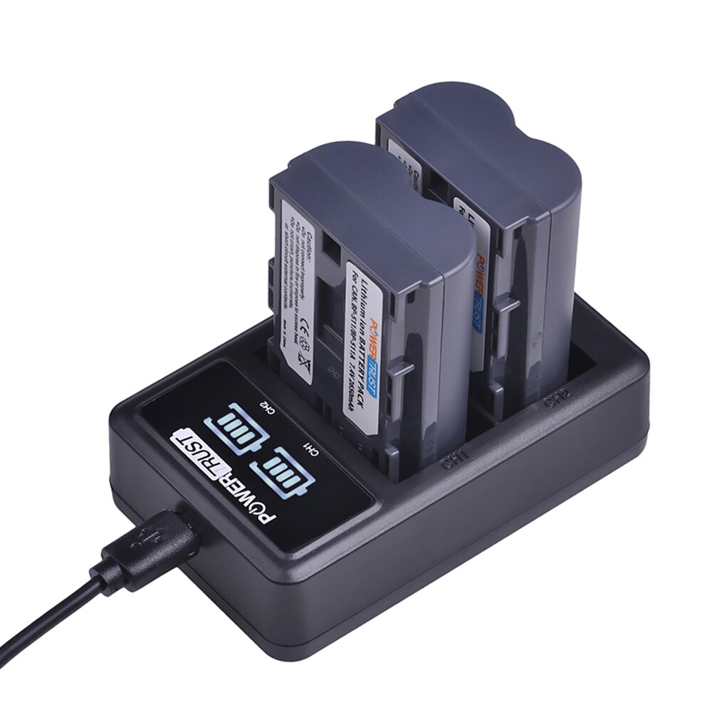 1X BP-511 BP 511 BP-511A LED Dual USB cargador para Canon BP511 BP511A EOS 5D 50D 40D 20D 30D 10D 1D D60 300D D30 batería