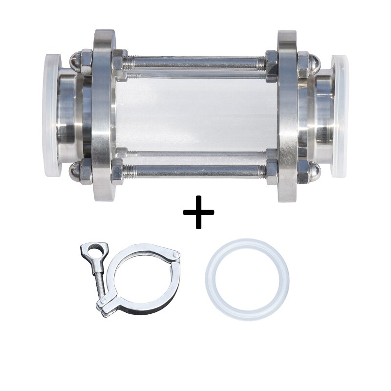 Sanitary fast-fitting sight glass 304sus clamp type glass sight glass flange direct-through quick-connect pipe sight glass: Dioptr clamp gasket / 2 inches