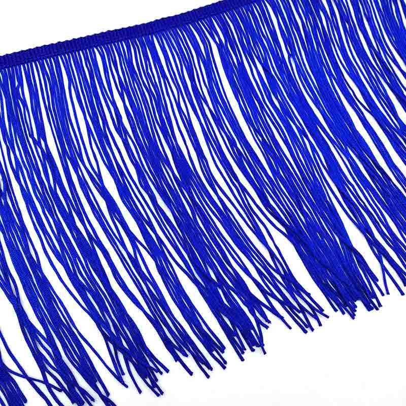 Ruban à franges en dentelle blanche de 50CM de Long, 15CM de large, pour bricolage, robe latine, vêtements de scène, accessoires: Sapphire