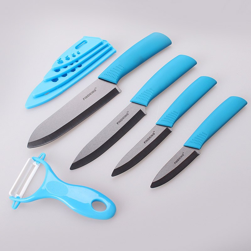 Bästa keramiska knivar och skalare set svart bladhandtag keramisk kniv 3 &quot; 4 &quot; 5 6 tums täcker kökskniv set verktyg: Blå