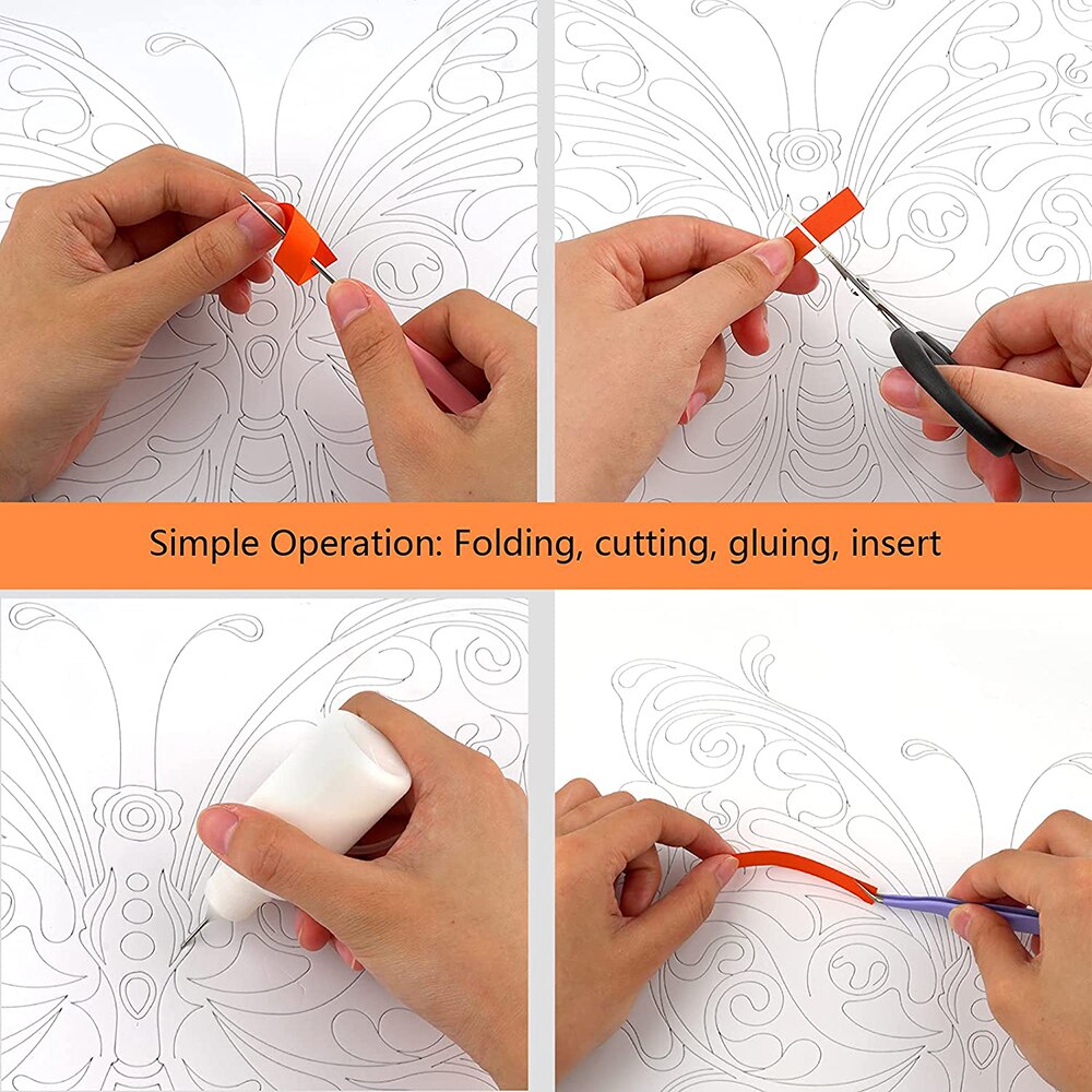 DIY 3D Quilling Paper Filigree Paintings Handicraft Set for Wall Decor Crafts DIY Quilling Paper Kits