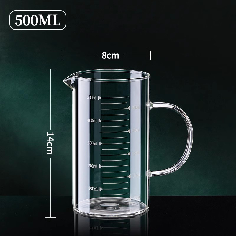 1pcs Glazen Maatbeker Met Handvat hittebestendig Laboratorium Beker Keuken Melk Koffie Maatbeker 250/350/500/1000ml