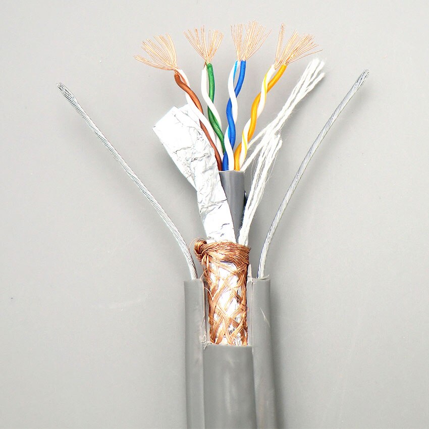 Elevator Shielded Cable cat5e for Ethernet with Steel Wire Flat Elevator Traveling Network Monitoring Electrical Wire