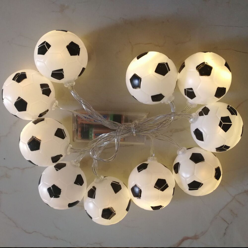 10LEDs FußBall Schnur Lichter DIY FußBall zubehör Atmosphäbetreffend für Bar Verein Festival Partei Terrasse Garten Zimmer Dekoration: Weiß