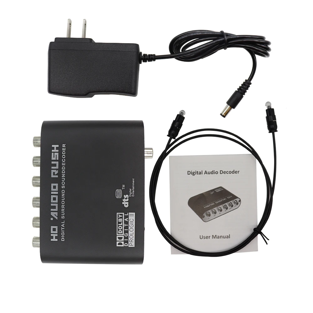 AC3 Audio Digital to Analog 5.1 Channel Stereo DAC Converter Optical SPDIF Coaxial AUX 3.5mm to 6 RCA Decoder Amplifier: green