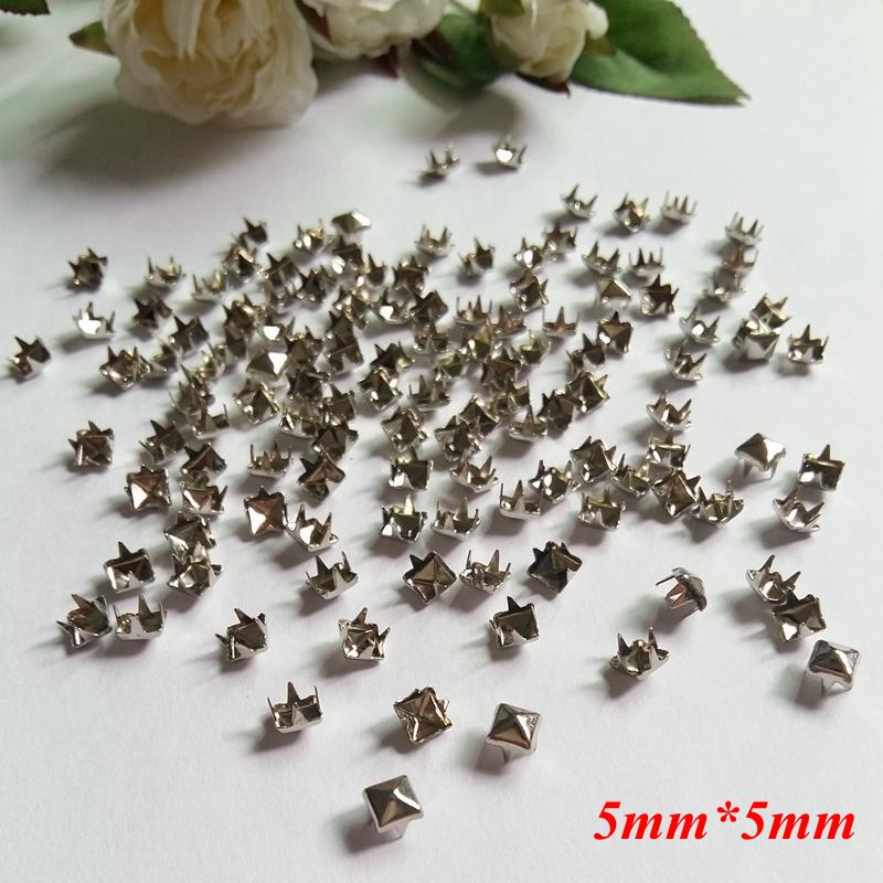300pcs/lot Square rivet 5*5MM Four claw metal studs and decoration Spikes for clothing Garment Rivets for Clothes