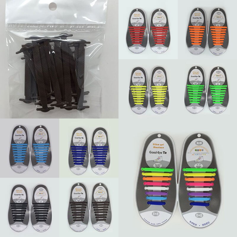 16pcs/lot No Tie Shoelace Silicone Shoelaces Elastic Shoe Laces Special for Men Women Lacing Rubber Zapatillas 13 Colors