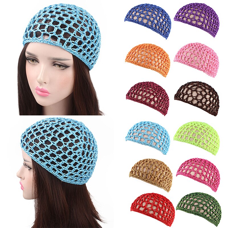 Mujeres de malla de pelo Net Crochet Cap Super elástico Gorro con trenzas africanas tejido Crochet trenza pelucas haciendo pelucas Color sólido peluca red turbante