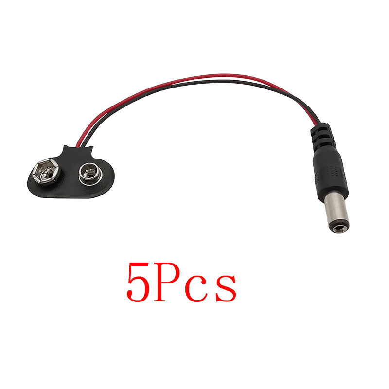 5pz 9 V connettore clip batteria I/T tipo 9 volt fibbia batteria scatta cavi custodia 5.5x2.1mm DC spina maschio per Arduino fai da te: MULTI